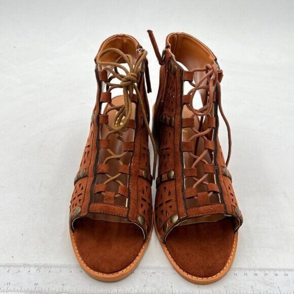 YDN Brown Lace-Up Sandals - Picture 3 of 8